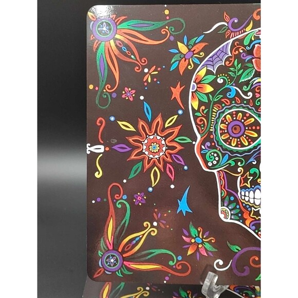 Sugar Skull Day of the Dead Cork Back Placemats Set of 4 Black Festive - Picture 5 of 8